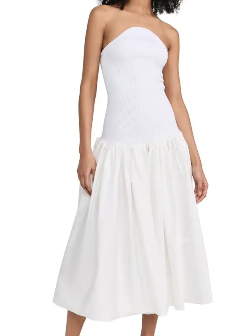 Strapless White Midi Dress
